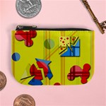 Playful day - yellow  Mini Coin Purses Front