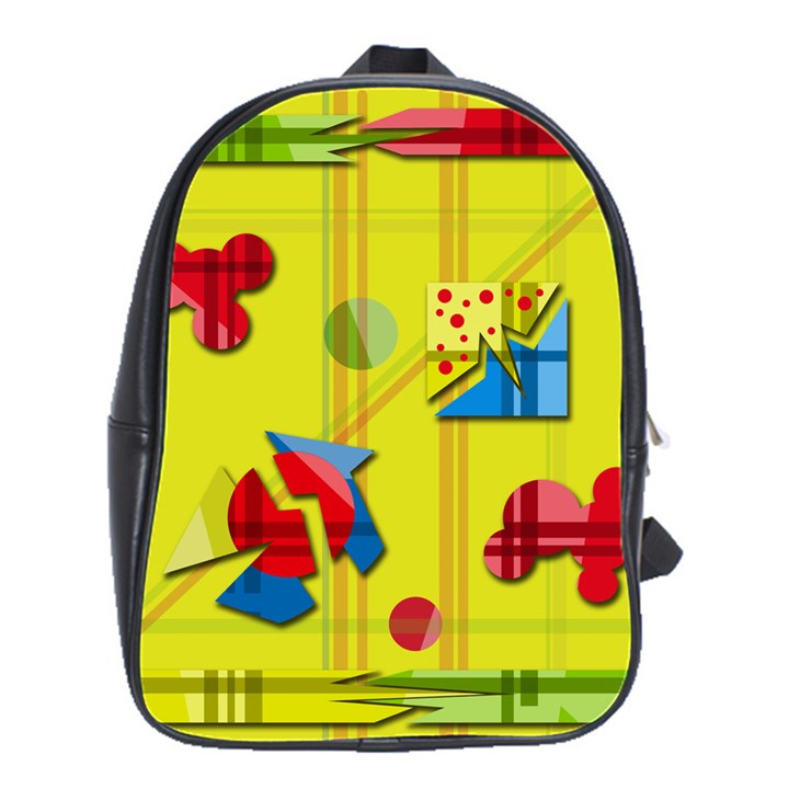 Playful day - yellow  School Bags(Large) 