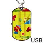 Playful day - yellow  Dog Tag USB Flash (One Side) Front