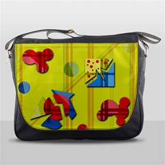 Playful Day - Yellow  Messenger Bags by Valentinaart