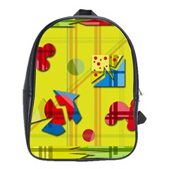 Playful Day - Yellow  School Bags (xl)  by Valentinaart