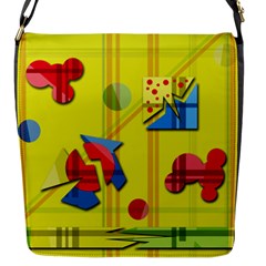 Playful Day - Yellow  Flap Messenger Bag (s) by Valentinaart