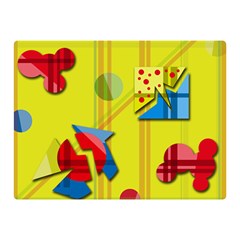 Playful Day - Yellow  Double Sided Flano Blanket (mini)  by Valentinaart