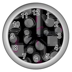 Come Down - Magenta Wall Clocks (silver)  by Valentinaart