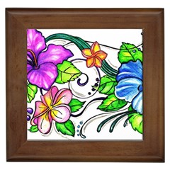 Tropical Hibiscus Flowers Framed Tiles by EverIris