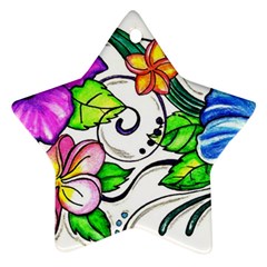 Tropical Hibiscus Flowers Ornament (star)  by EverIris