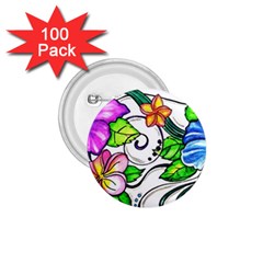 Tropical Hibiscus Flowers 1 75  Buttons (100 Pack) 