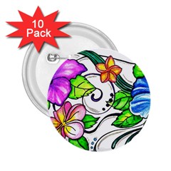 Tropical Hibiscus Flowers 2 25  Buttons (10 Pack)  by EverIris