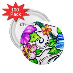 Tropical Hibiscus Flowers 2 25  Buttons (100 Pack) 