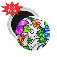 Tropical Hibiscus Flowers 2 25  Magnets (100 Pack) 