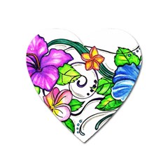 Tropical Hibiscus Flowers Heart Magnet