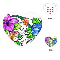 Tropical Hibiscus Flowers Playing Cards (heart)  by EverIris