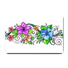 Tropical Hibiscus Flowers Small Doormat  by EverIris