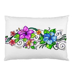 Tropical Hibiscus Flowers Pillow Case by EverIris