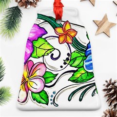 Tropical Hibiscus Flowers Bell Ornament (2 Sides)