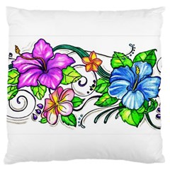 Tropical Hibiscus Flowers Large Cushion Case (one Side) by EverIris