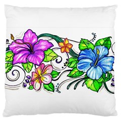 Tropical Hibiscus Flowers Large Flano Cushion Case (one Side) by EverIris