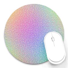 Rainbow Colorful Grid Round Mousepads by designworld65