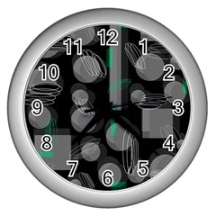 Come Down - Green Wall Clocks (silver)  by Valentinaart