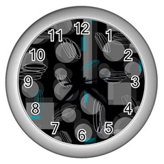 Come Down - Blue Wall Clocks (silver)  by Valentinaart