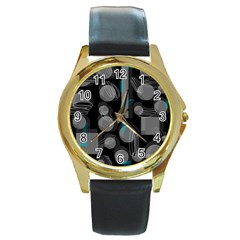 Come Down - Blue Round Gold Metal Watch