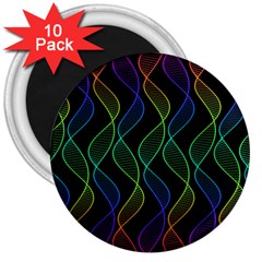 Rainbow Helix Black 3  Magnets (10 Pack) 