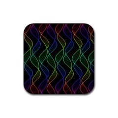 Rainbow Helix Black Rubber Coaster (square)  by designworld65