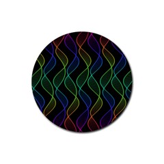 Rainbow Helix Black Rubber Coaster (round) 