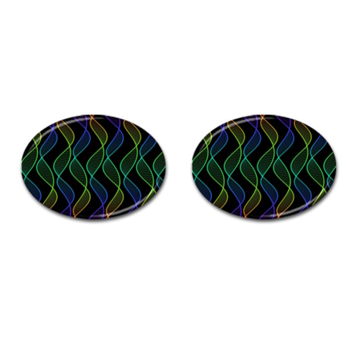 Rainbow Helix Black Cufflinks (Oval)