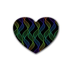 Rainbow Helix Black Rubber Coaster (heart) 