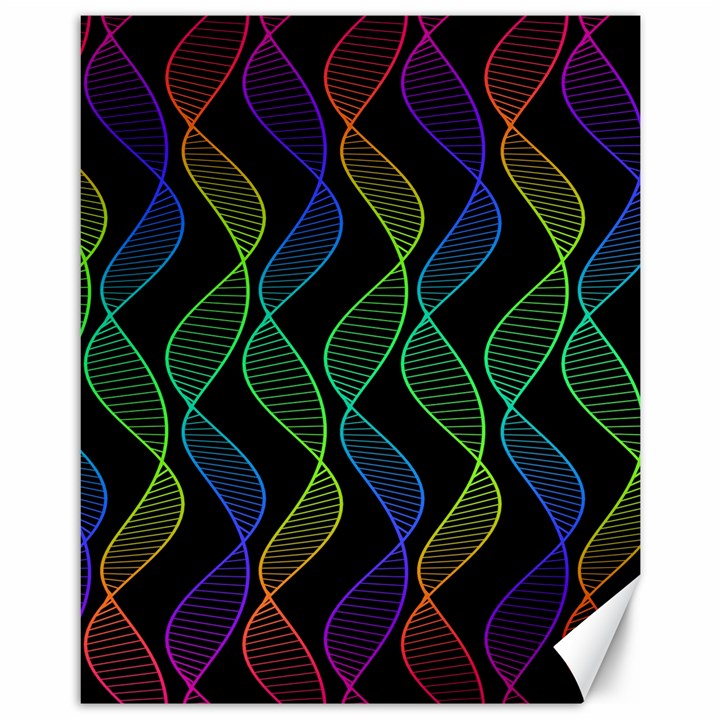 Rainbow Helix Black Canvas 11  x 14  