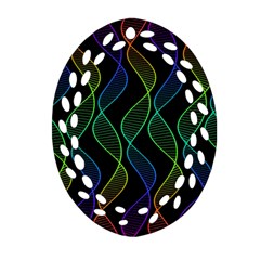 Rainbow Helix Black Oval Filigree Ornament (2-side) 