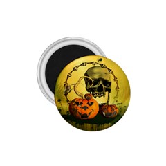 Halloween, Funny Pumpkins And Skull With Spider 1 75  Magnets by FantasyWorld7