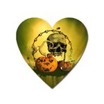 Halloween, Funny Pumpkins And Skull With Spider Heart Magnet Front