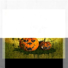 Halloween, Funny Pumpkins And Skull With Spider Rectangular Jigsaw Puzzl