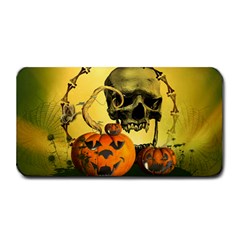 Halloween, Funny Pumpkins And Skull With Spider Medium Bar Mats by FantasyWorld7