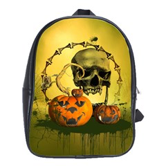 Halloween, Funny Pumpkins And Skull With Spider School Bags(large)  by FantasyWorld7