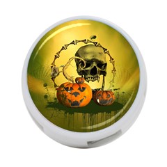 Halloween, Funny Pumpkins And Skull With Spider 4-port Usb Hub (two Sides)  by FantasyWorld7