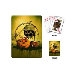 Halloween, Funny Pumpkins And Skull With Spider Playing Cards (mini) 