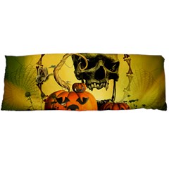 Halloween, Funny Pumpkins And Skull With Spider Body Pillow Case Dakimakura (two Sides) by FantasyWorld7