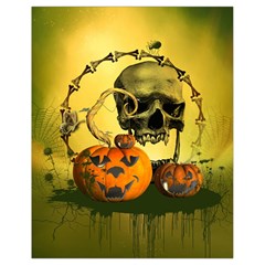 Halloween, Funny Pumpkins And Skull With Spider Drawstring Bag (small) by FantasyWorld7