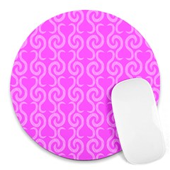 Pink Elegant Pattern Round Mousepads