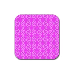 Pink Elegant Pattern Rubber Coaster (square)  by Valentinaart