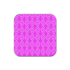 Pink Elegant Pattern Rubber Square Coaster (4 Pack)  by Valentinaart