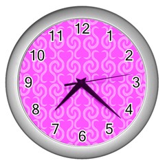 Pink Elegant Pattern Wall Clocks (silver) 