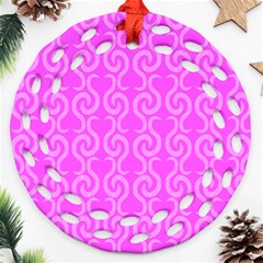 Pink Elegant Pattern Round Filigree Ornament (2side)