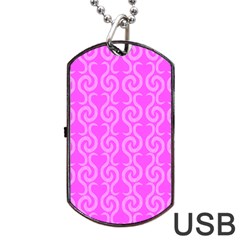 Pink Elegant Pattern Dog Tag Usb Flash (two Sides) 