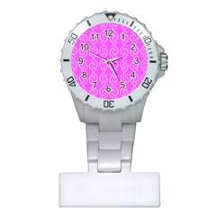 Pink Elegant Pattern Plastic Nurses Watch