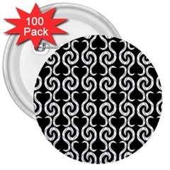 Black And White Pattern 3  Buttons (100 Pack) 