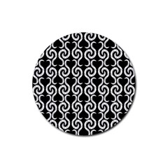 Black And White Pattern Rubber Coaster (round) 